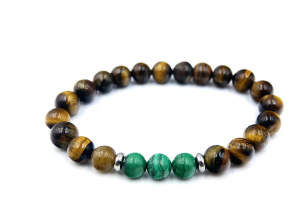 Natural Malachite Tiger Eye Beaded Bracelet